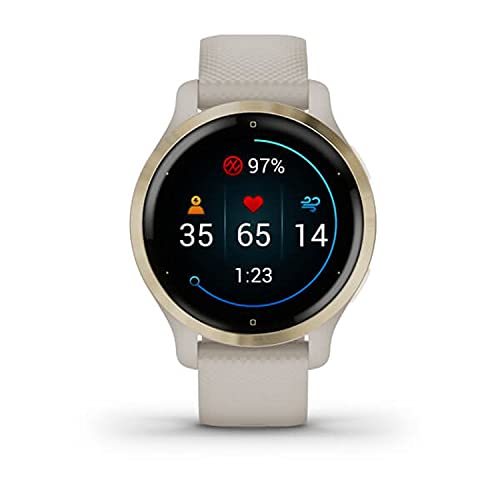 Garmin Venu 2S - Reloj inteligente con GPS, música y deportes, Beige Light Gold