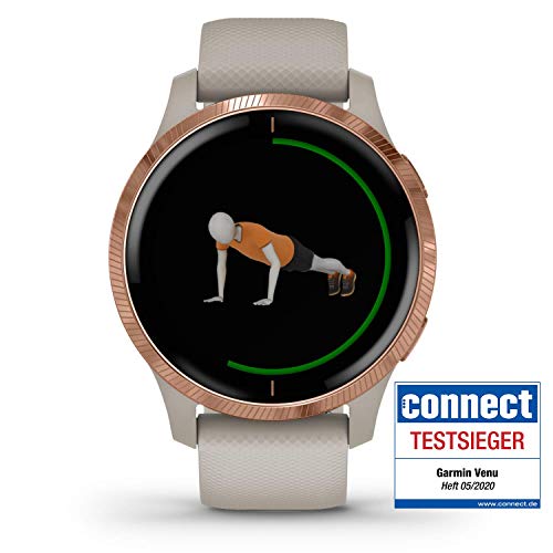 Garmin Venu Reloj Inteligente(GPS, Ecran AMOLED, Garmin PayTM, Musica ), Rosa Dorado, 43 mm