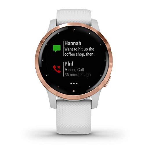 Garmin vívoactive 4S - Reloj inteligente con GPS y funciones de control de la salud durante todo el día, color blanco y rose gold
