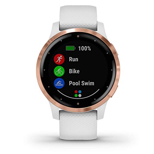 Garmin vívoactive 4S - Reloj Inteligente con GPS y Funciones de Control de la Salud Durante Todo el día, Color Blanco y Rose Gold