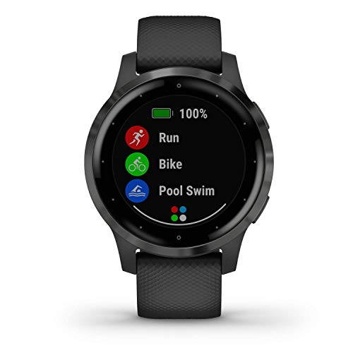 Garmin vívoactive 4S - Reloj Inteligente con GPS y Funciones de Control de la Salud Durante Todo el día, Color Negro (Reacondicionado)
