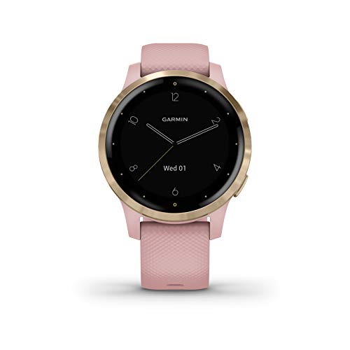 Garmin vívoactive 4S - Reloj Inteligente con GPS y Funciones de Control de la Salud Durante Todo el día, Color Rosa de Polvo/Oro Claro 010-02172-32