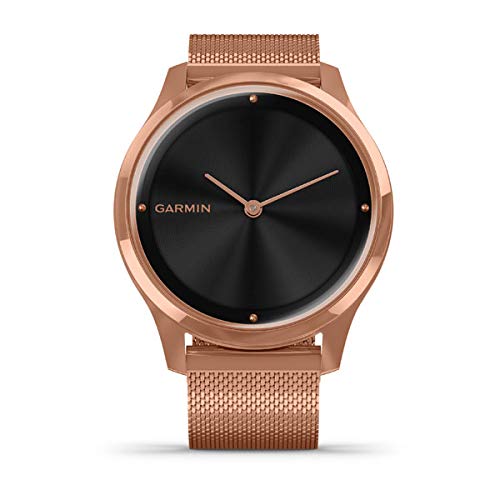 Garmin Vivomove Luxe Smartwatch Hybrid Analógico Digital Unisex, Caja Oro Rosa, Pulsera Acero Malla Milano Oro Rosa 010-02241-04