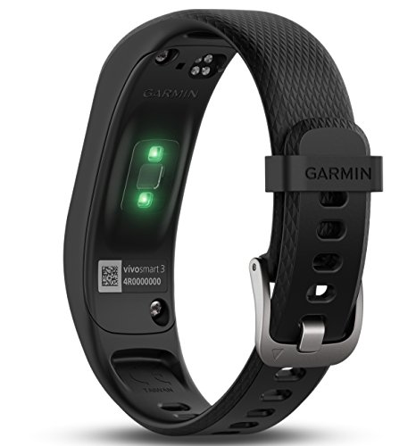 Garmin VivoSmart 3 - Monitor de actividad inteligente con sensor de frecuencia cardiaca en la muñeca y herramientas de fitness, Negro, S/M