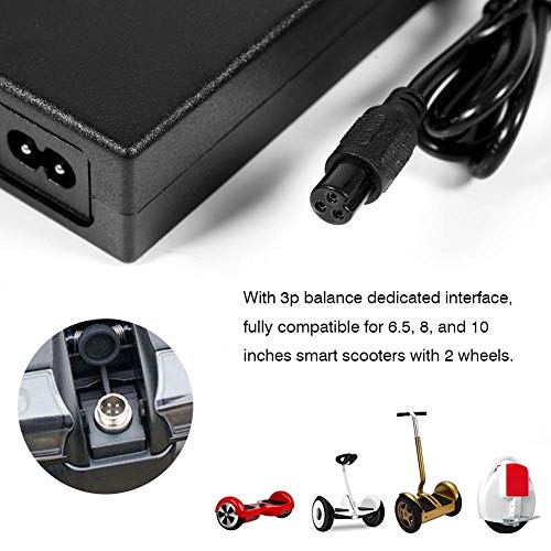 Garsent 42 V 2 A Adaptador de alimentación para Scooter eléctrico Inteligente, Adaptador Universal Cargador de batería Litio para Auto-équilibrage de Tabla de Ruedas de Monociclo.
