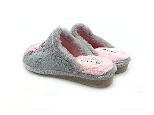 Garzon P471.275 Zapatilla DE CASA Chancla Estrella Gris/Rosa Mujer Talla: 36