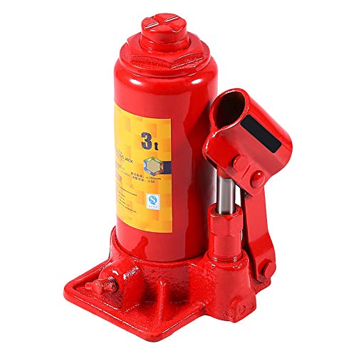 Gato Hidráulico de 3t, Gato Hidraulico para Coche Gato para Caravana Gato Hidráulico Compacto Gato Hidráulico de Acero para Levantar y Cambiar Los Neumáticos para Coche Camión Barco, 170-310mm, Rojo