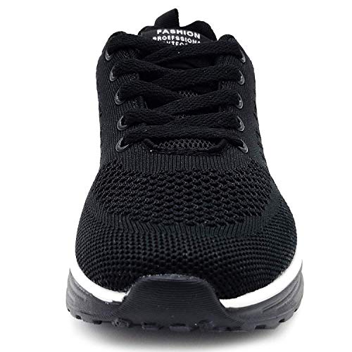 GAXmi Zapatillas Deportivas Mujer Zapatos de Malla Transpirables y Ligeros con Cordones y Cojín de Aire para Running Fitness Negro 39 EU (Etiqueta 41)