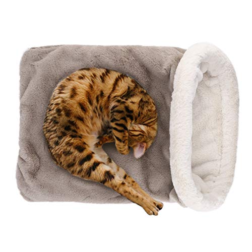 G.C Saco de Dormir para Gatos Cama Gatos Vellón Suave antiestres Camas para Mascotas Acurrucarse Saco Manta Colchoneta Gatos Perros Nido Cueva Acogedor Gatito Cubierto Cama