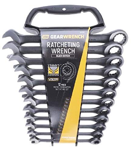 GearWrench 9412BE 12 Piezas Juego de Llaves Combinadas Métrica, 8-19 mm, Negro, Ratchet Head, Set