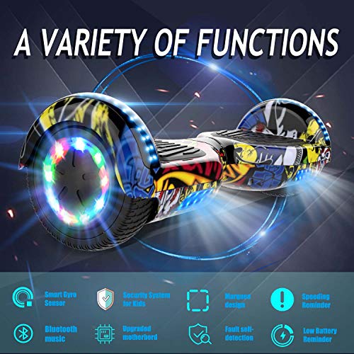 GeekMe Patinete Eléctrico Auto Equilibrio con Hoverkart,Hover Scooter Board,Balance Board + Go-Kart 6.5 Pulgadas con Bluetooth,Luces LED, Regalo para Niños, Adolescentes y Adultos