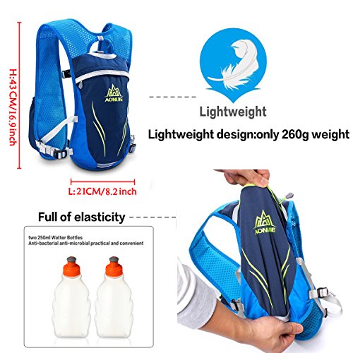 Geila Deportes al Aire Libre la Competencia de Maratón de Mochila de Hidratación con 2 Botellas de Agua (Azul)