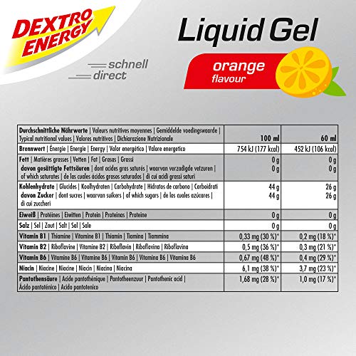 GEL LIQUIDO DEXTRO ENERGY NARANJA 60 ml 18U