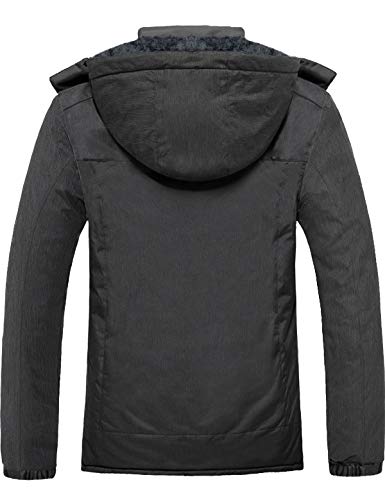 GEMYSE Chaqueta de Esquí Impermeable de Montaña para Hombre Abrigo de Invierno de Lana Antiviento con Capucha (Gris Grafito,S)