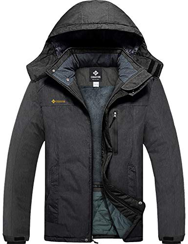 GEMYSE Chaqueta de Esquí Impermeable de Montaña para Hombre Abrigo de Invierno de Lana Antiviento con Capucha (Gris Grafito,S)