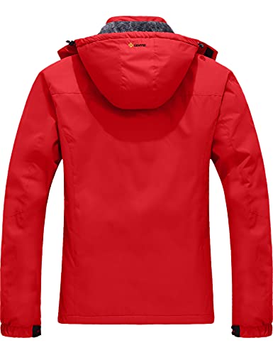 GEMYSE Chaqueta de Esquí Impermeable de Montaña para Hombre Abrigo de Invierno de Lana Antiviento con Capucha (Rojo 06,M)