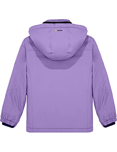 GEMYSE Chaqueta de Esquí Impermeable de Montaña para Niñas Abrigo de Invierno de Lana Antiviento con Capucha (Morado Claro,8)