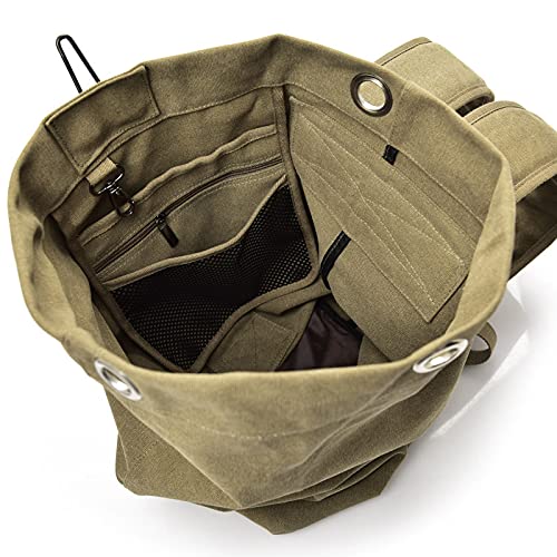 Genérico Mochila Petate Gran Capacidad de Alta Resistencia Estilo Militar (verde) ideal como equipaje de mano 40x20x25 para el avión.