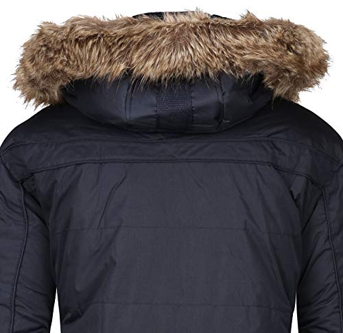 Geographical Norway Chirac Parka de invierno para hombre, capucha de piel extraíble azul oscuro XL