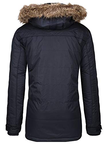 Geographical Norway Chirac Parka de invierno para hombre, capucha de piel extraíble azul oscuro XL
