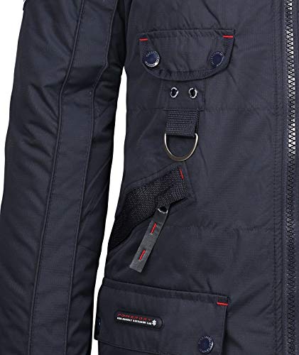 Geographical Norway Chirac Parka de invierno para hombre, capucha de piel extraíble azul oscuro XL