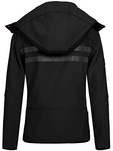 Geographical Norway Romantic Turbo-Dry - Chaqueta para mujer (softshell, con capucha extraíble) Color negro y rosa. S