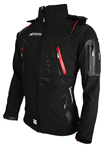 Geographical Norway Techno - Chaqueta flexible para hombre, con capucha desmontable, Hombre, color Negro , tamaño small