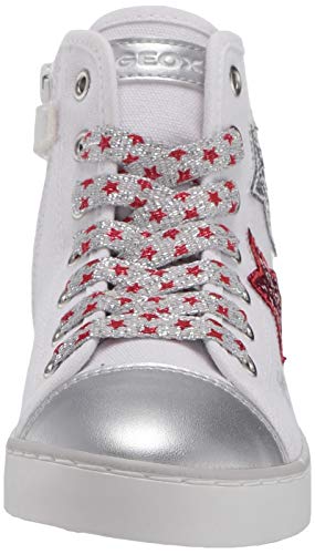 Geox Jr Ciak Girl D, Zapatillas Altas Niñas, Blanco (White/Silver C0007), 28 EU