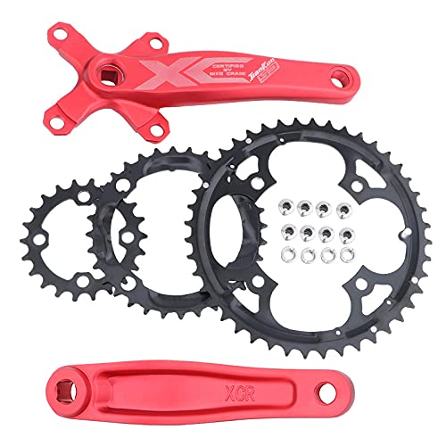 GEQIAN Juego de manivela de bicicleta XC431 Bielas de bicicleta MTB cuadrada cónica, manivela GX, ajuste de velocidad 22/32/44 dientes para 8/9 velocidades