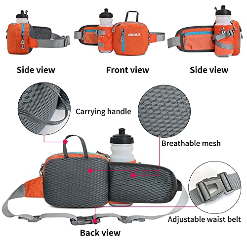 GERIINEER Riñoneras de Marcha Running de Acampada y Marcha Bolsos de Gimnasio Bolsos Bandolera para Hombre Mujer, Riñoneras Hombre y Mujer Impermeable con Correa Ajustable (Orange)