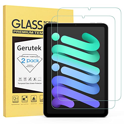Gerutek [2 Piezas] Protector Pantalla para iPad Mini 6/iPad Mini 6 2021 8,3 Pulgadas Dureza 9H, 2.5D, Ultra transparente, Antiarañazos, Antihuellas, Protector Templado para iPad Mini 6 Generación 8.3"