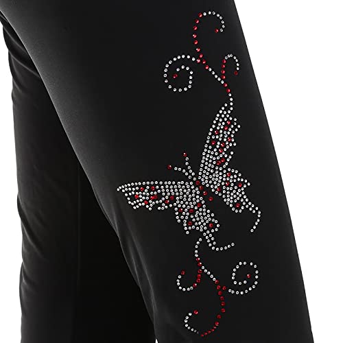 G&F Pantalones Patinaje Artístico con Cristal Vellón Cálido Pantalones Patinaje sobre Hielo Ropa Deportiva para Mujeres Niñas (Color : Black, Size : XS)