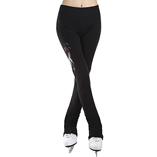 G&F Pantalones Patinaje Artístico con Cristal Vellón Cálido Pantalones Patinaje sobre Hielo Ropa Deportiva para Mujeres Niñas (Color : Black, Size : XS)