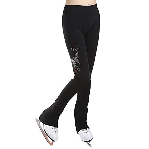 G&F Pantalones Patinaje Artístico con Cristal Vellón Cálido Pantalones Patinaje sobre Hielo Ropa Deportiva para Mujeres Niñas (Color : Black, Size : XS)