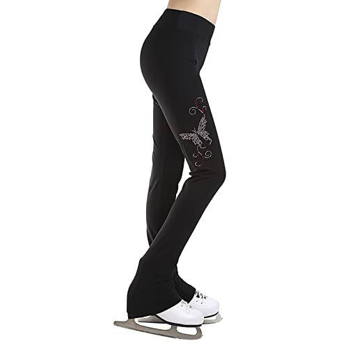 G&F Pantalones Patinaje Artístico con Cristal Vellón Cálido Pantalones Patinaje sobre Hielo Ropa Deportiva para Mujeres Niñas (Color : Black, Size : XS)