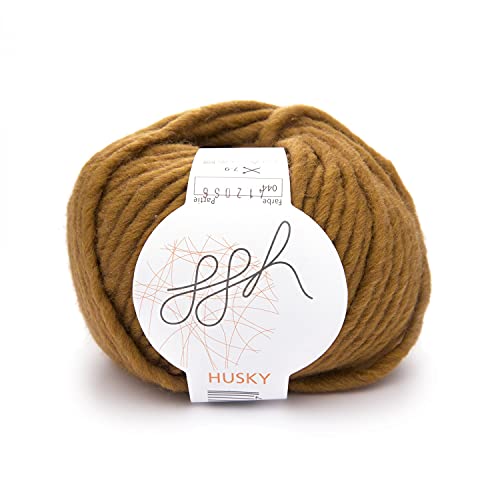 ggh Husky | Mezcla de Lana Virgen - súper voluminosa y Suave - 50g de Lana en Ovillo - Adecuada para Tejer y Hacer Ganchillo | Color 044 - Curry