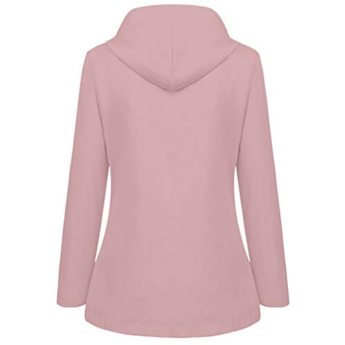 Ghemdilmn Chubasquero para mujer, transpirable, con capucha, resistente al agua, cortavientos, parka de lluvia, ligera, tallas grandes, chaqueta funcional de entretiempo, Rosa., XXXL