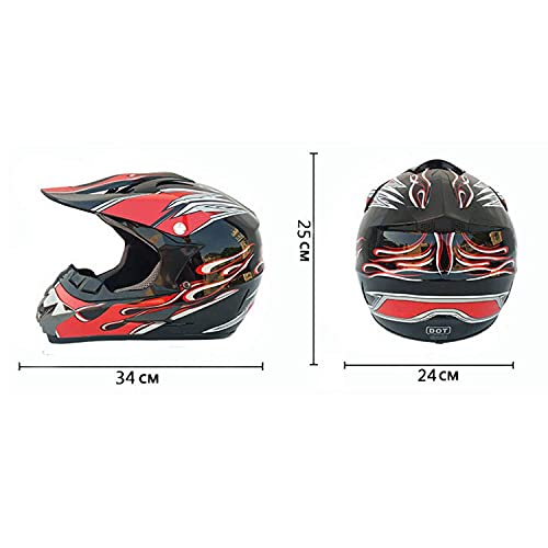 GHHTHEN Conjunto de Casco de Motocross Enduro Casco de protección para Motocicleta Casco de MTB de Cara Completa con Almohadillas para los oídos extraíbles, Equipo de protección de Motocicleta par