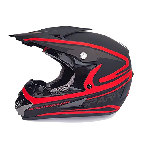 GHHTHEN Conjunto de Casco de Motocross Enduro Casco de protección para Motocicleta Casco de MTB de Cara Completa con Almohadillas para los oídos extraíbles, Equipo de protección de Motocicleta par