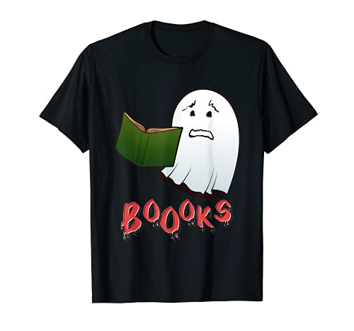 Ghost Reading Libros bibliotecario Halloween Lector de libros Nerd Camiseta