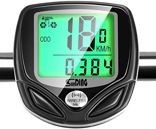 Gibot Velocímetro para Bicicleta,Ciclocomputador Bicicleta,Inalámbrico Bicicleta Cuentakilometros,Ciclismo con 16 Funciones,inalámbrica,impermeable y Pantalla de luz de fondo LCD,Negro