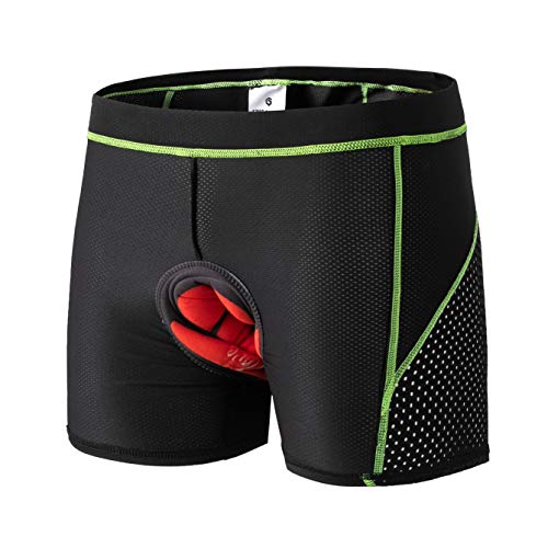 GIEADUN Ciclismo Pantalones Cortos de Bicicleta 20D Gel de sílice Acolchado Ciclismo Calzoncillos Ropa Interior de Bicicleta MTB Bicicleta Pantalones Cortos (Verde, M)