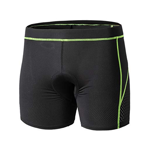 GIEADUN Ciclismo Pantalones Cortos de Bicicleta 20D Gel de sílice Acolchado Ciclismo Calzoncillos Ropa Interior de Bicicleta MTB Bicicleta Pantalones Cortos (Verde, M)