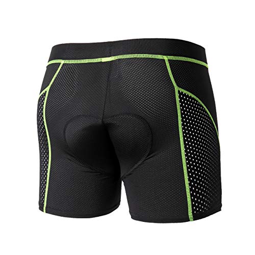 GIEADUN Ciclismo Pantalones Cortos de Bicicleta 20D Gel de sílice Acolchado Ciclismo Calzoncillos Ropa Interior de Bicicleta MTB Bicicleta Pantalones Cortos (Verde, M)