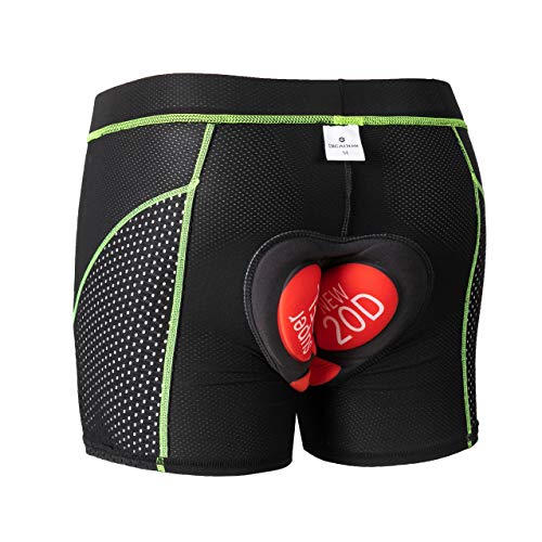 GIEADUN Ciclismo Pantalones Cortos de Bicicleta 20D Gel de sílice Acolchado Ciclismo Calzoncillos Ropa Interior de Bicicleta MTB Bicicleta Pantalones Cortos (Verde, M)