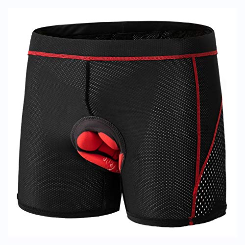 GIEADUN Ciclismo Pantalones Cortos de Bicicleta 20D Gel de sílice Acolchado Ciclismo Calzoncillos Ropa Interior de Bicicleta MTB Bicicleta Pantalones Cortos (Rojo, XXL)