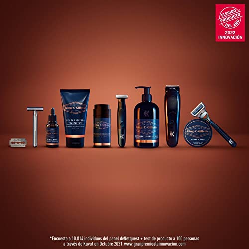 Gillette King C - Kit de regalo con estuche, gel limpiador de barba (350ml), bálsamo de barba (100ml) y peine