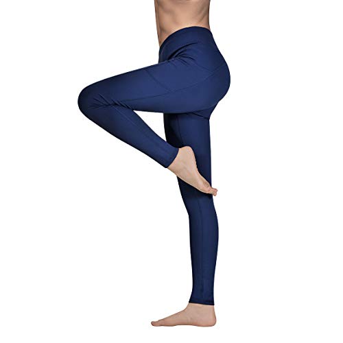 GIMDUMASA Pantalón Deportivo de Mujer Cintura Alta Leggings Mallas para Running Training Fitness Estiramiento Yoga y Pilates GI188(Azul Profundo,s)