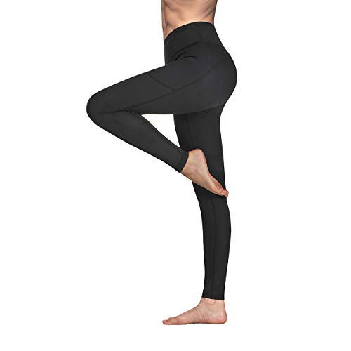 GIMDUMASA Pantalón Deportivo de Mujer Cintura Alta Leggings Mallas para Running Training Fitness Estiramiento Yoga y Pilates GI188(Negro,l)