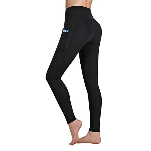 GIMDUMASA Pantalón Deportivo de Mujer Cintura Alta Leggings Mallas para Running Training Fitness Estiramiento Yoga y Pilates GI188(Negro,s)